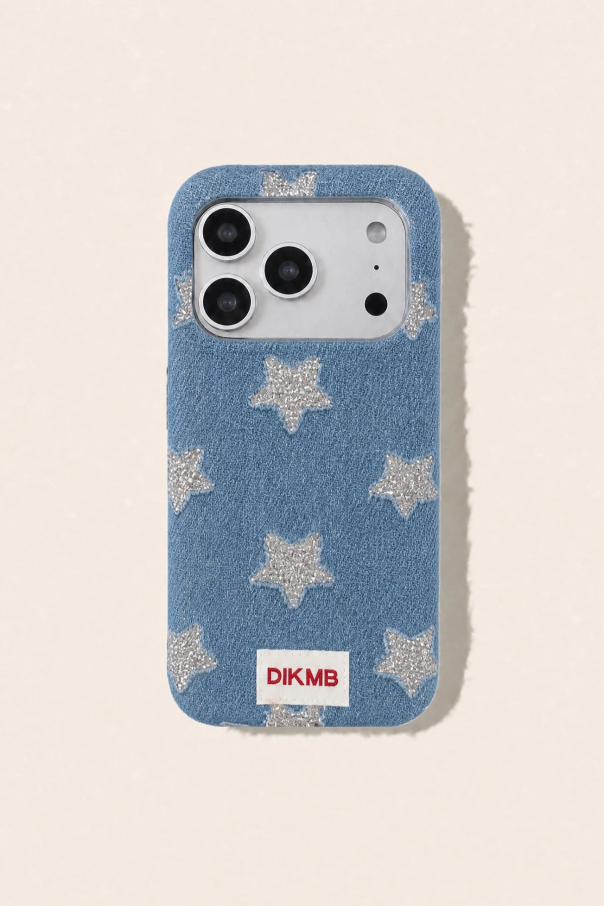 Shimmering Starlight denim phone case by TRLab Shop featuring a glittery, starry design on durable denim material.