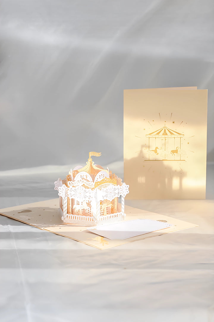 Carousel 3D Pop Up Paper Art Greeting Card