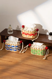 Woven Wood and Rattan Drawstring Tissue Box - TRLab Shop