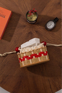Woven Wood and Rattan Drawstring Tissue Box - TRLab Shop
