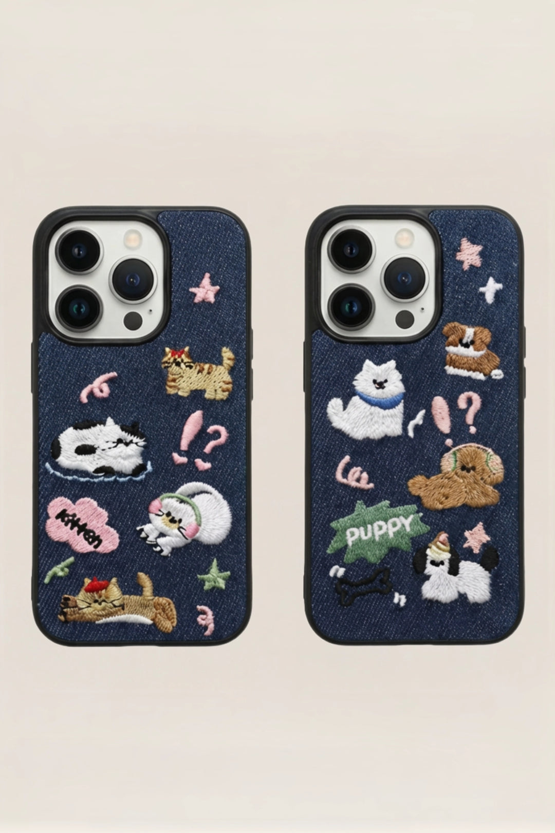 Puppy & Kitten Paradise Embroidered Phone Case - TRLab Shop