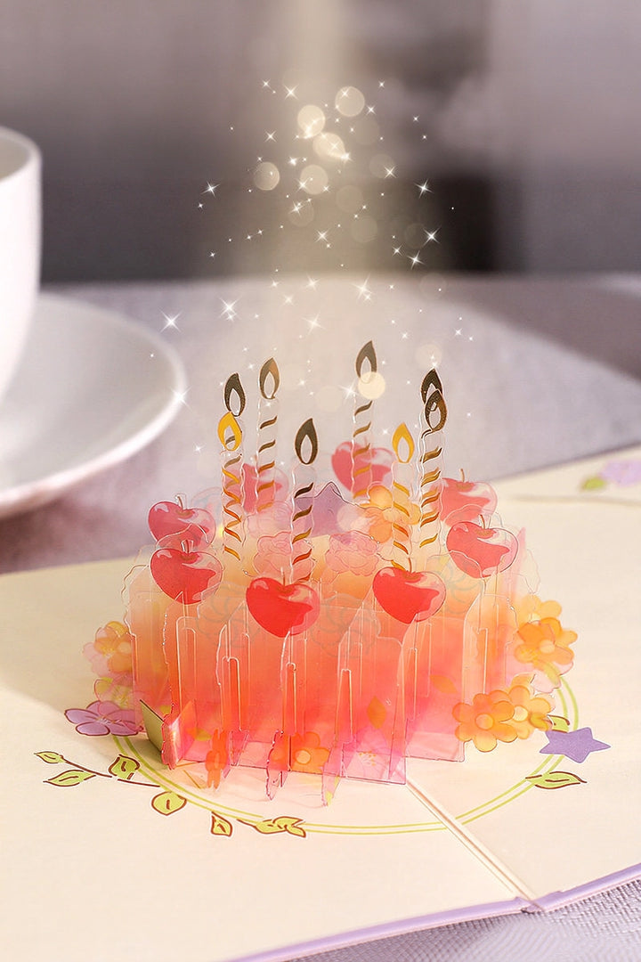 Acrylic Birthday Cake 3D Pop Up Paper Art Greeting Card