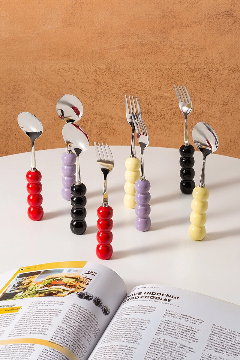 Cream-Textured Stainless Steel Cutlery Set - TRLab Shop