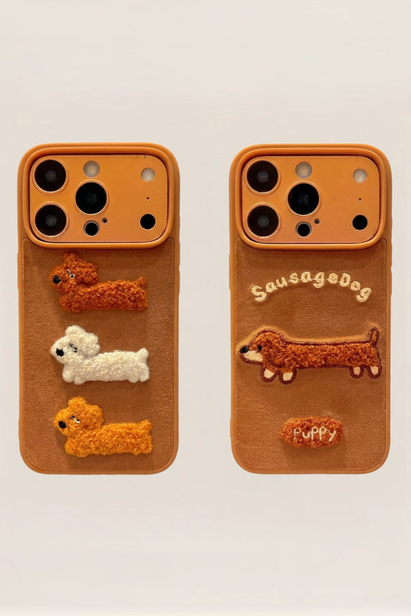 Autumn Puppy Embroidered Phone Case - TRLab Shop