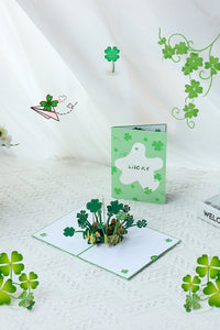Lucky Four-Leaf Clover 3D Pop Up Paper Art Greeting Card
