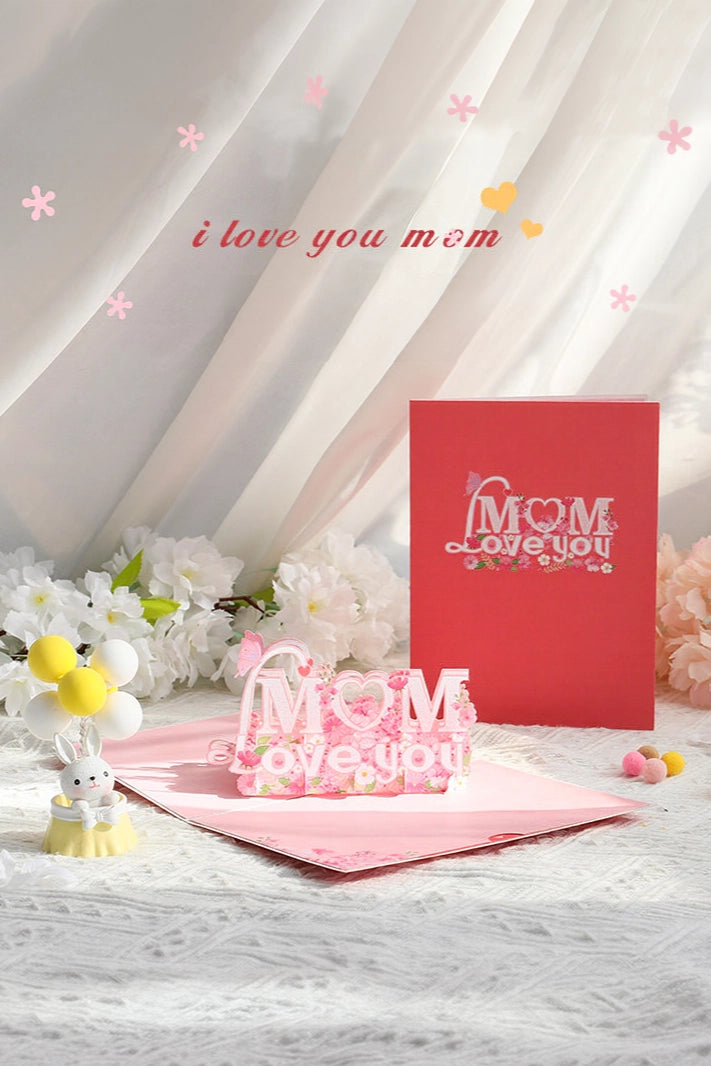 Love Mom 3D Pop Up Paper Art Greeting Card