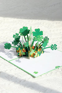 Lucky Four-Leaf Clover 3D Pop Up Paper Art Greeting Card