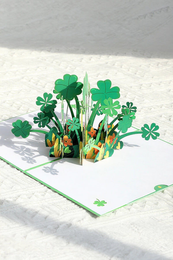 Lucky Four-Leaf Clover 3D Pop Up Paper Art Greeting Card
