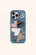 Love Heart Embroidered Phone Case