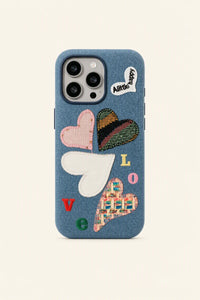 Love Heart Embroidered Phone Case