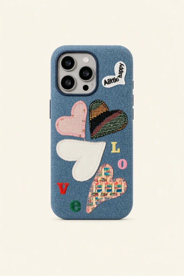 Love Heart Embroidered Phone Case