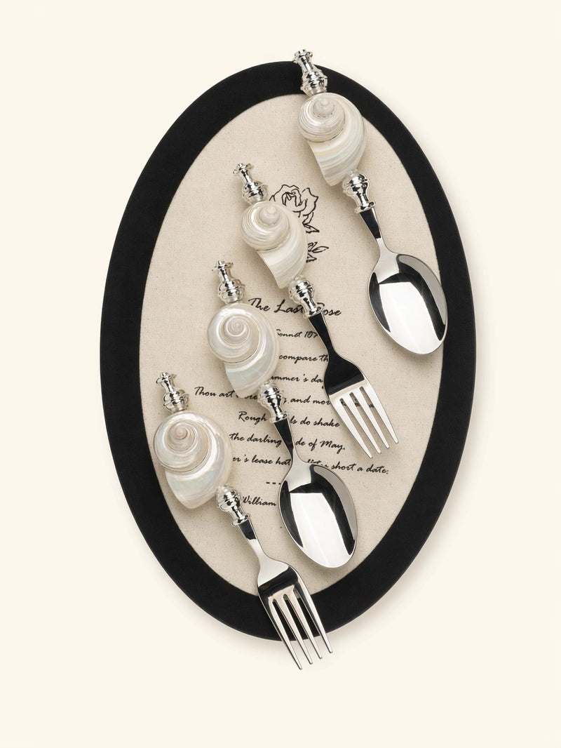 Moonlight Pearl Conch Stainless Steel Spoon & Fork