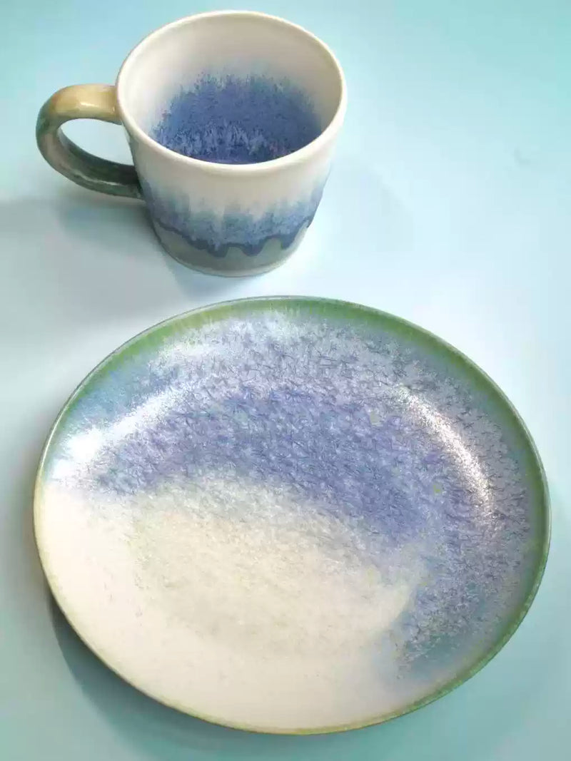 Mineral Bloom Pastel Ceramic Cup and Saucer Set