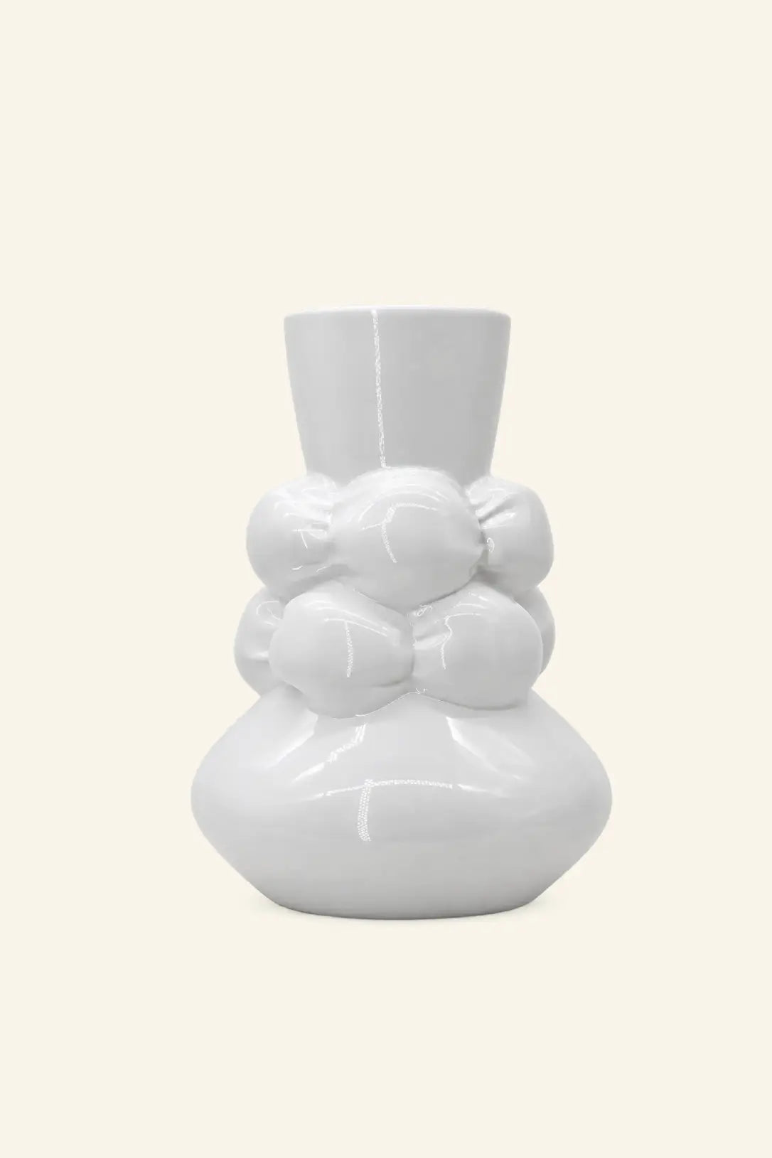 Double Scarf White Ceramic Vase