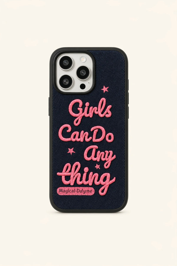 Pink Letters Embroidered Phone Case