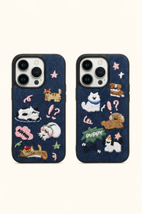 Puppy & Kitten Paradise Embroidered Phone Case
