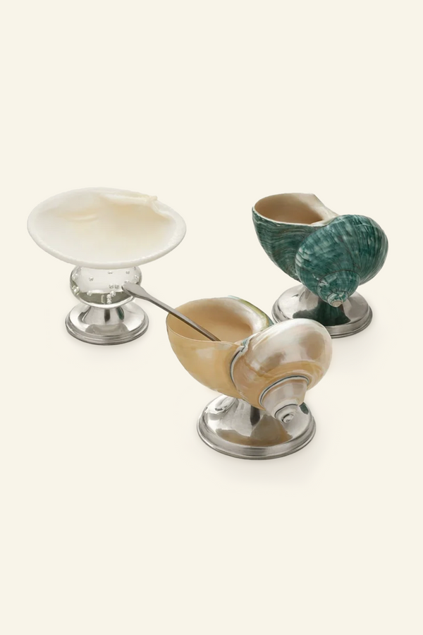 Silver & Green Conch Short-stemmed Wine Glass