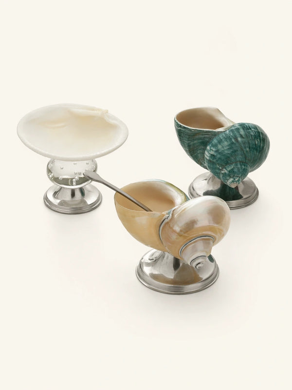 Silver & Green Conch Short-stemmed Wine Glass