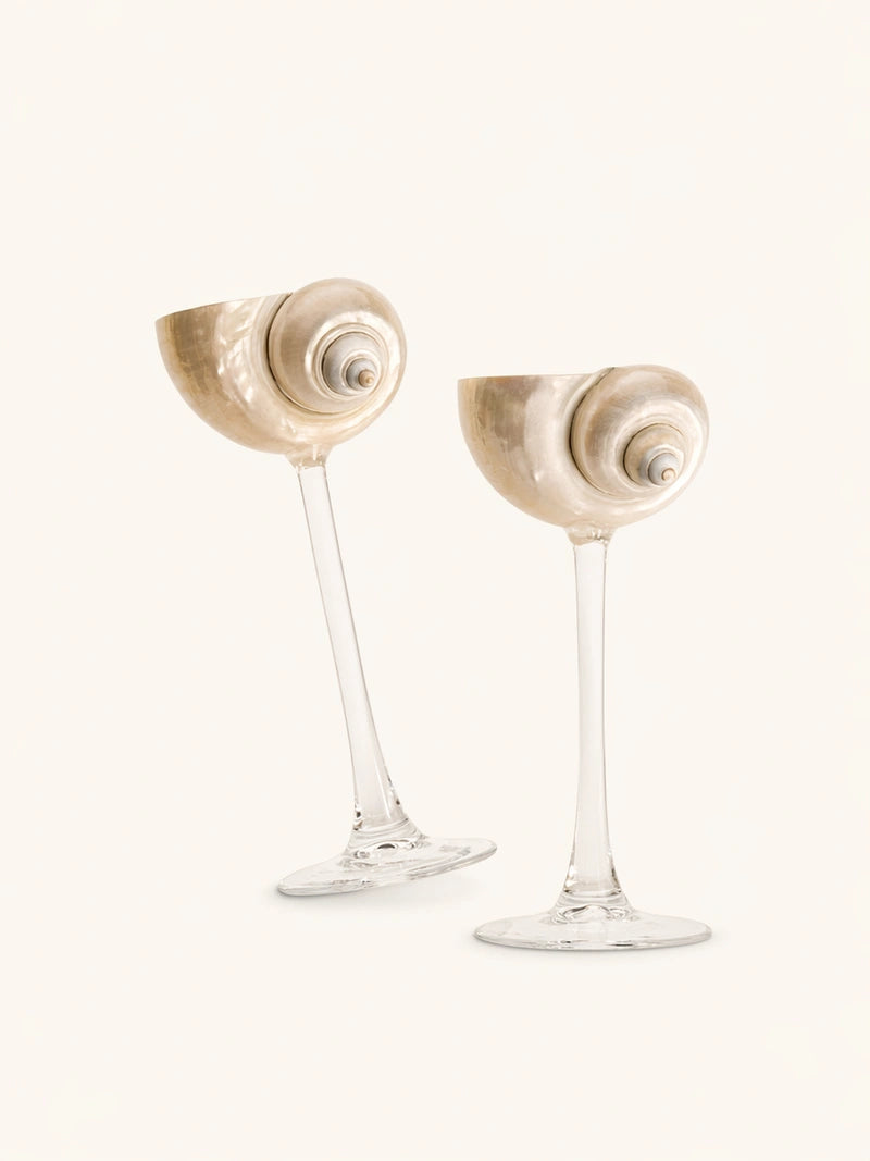 Silver & Green Conch Wine Glass