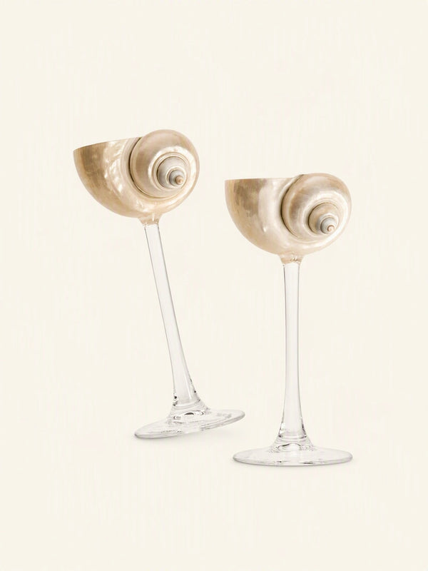 Silver & Green Conch Wine Glass