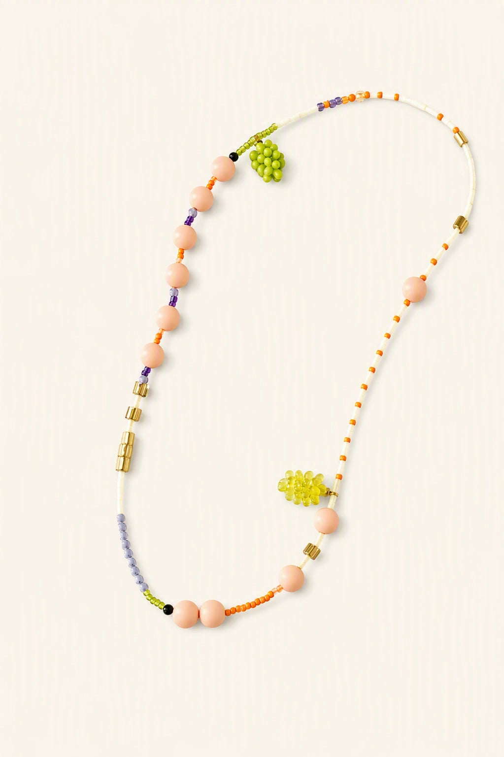 SoftServe Sorbet Grapes beaded necklace featuring colorful grape-shaped beads and a stylish jewelry design.