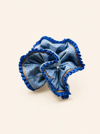 SoftServe Sorbet Wavy Hem floral scrunchie with a vibrant, wavy hem design, perfect for adding a colorful touch to hairstyles.