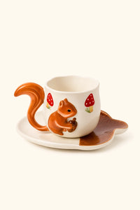 Squirrel Ceramic Coffee Cup & Saucer Set