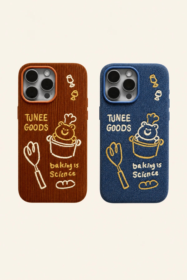Embroidered Chef Bear phone case by TRLab Shop featuring a playful bear design on a protective accessory for smartphones.