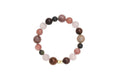 Strawberry Quartz and Red Jasper healing bracelet by ROCKBUND featuring round gemstone beads on an elastic band.