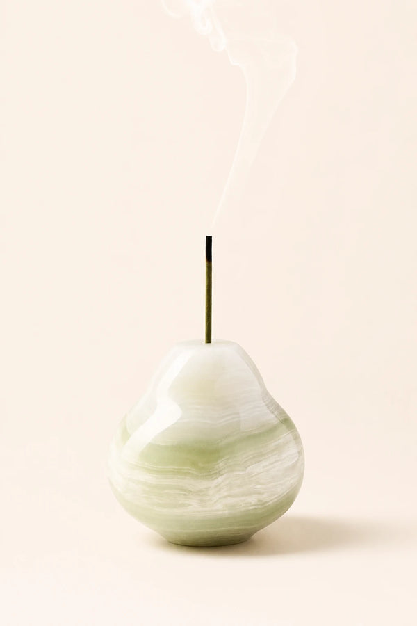 Natural Jade Pear Incense Holder Gift Set