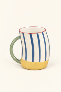 Big Top Blue Striped Ceramic Cup