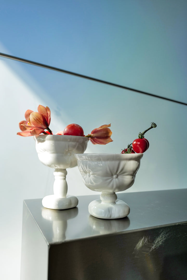 Ceramic Goblet and Footed Pillow Bowl