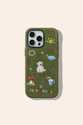 White bear embroidered phone case by TRLab Shop showing detailed bear embroidery on sleek white protective cover.