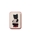 SoftServe Black Cat and Apple design MagSafe phone case for iPhone, featuring a sleek black cat and apple illustration.