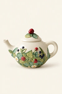 Wild Bramble White Ceramic Teapot