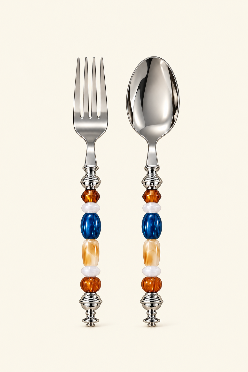 Multicolor bead cutlery set by TRLab Shop with decorative, bead-embellished utensils for stylish table settings.