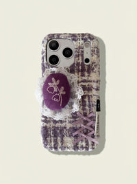 Purple Tweed Bellflower Embroidered Phone Case - TRLab Shop