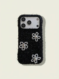 Tweed Beaded Flower Phone Case - TRLab Shop