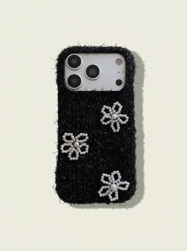 Tweed Beaded Flower Phone Case - TRLab Shop