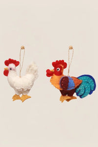 Felted Colorful & White Rooster Charm - TRLab Shop