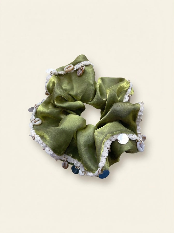 Green Sea Breeze Wavy Hem Scrunchie - TRLab Shop