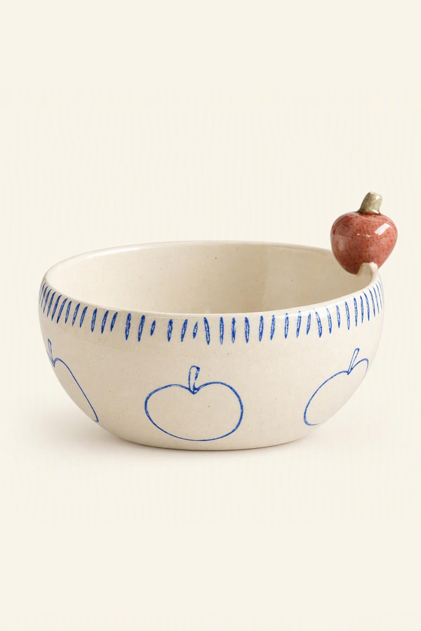 Blue Fruit Pedestal Ceramic Bowls