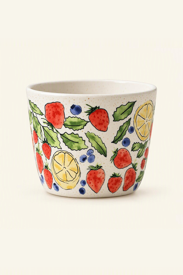 Painted Fruit White Ceramic Cups & Mugs