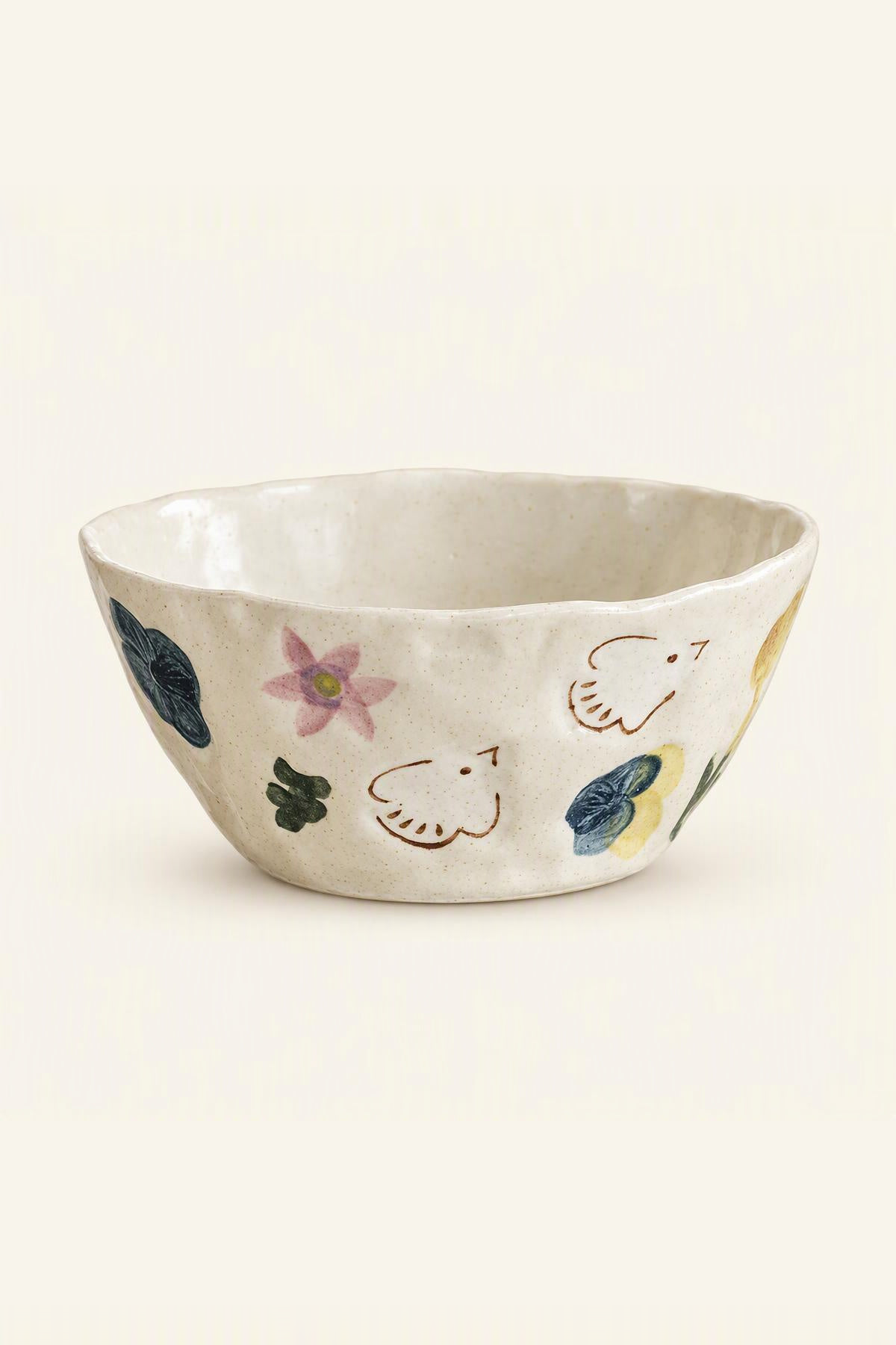 Meadow Bird Sculpted Ceramic Bowls