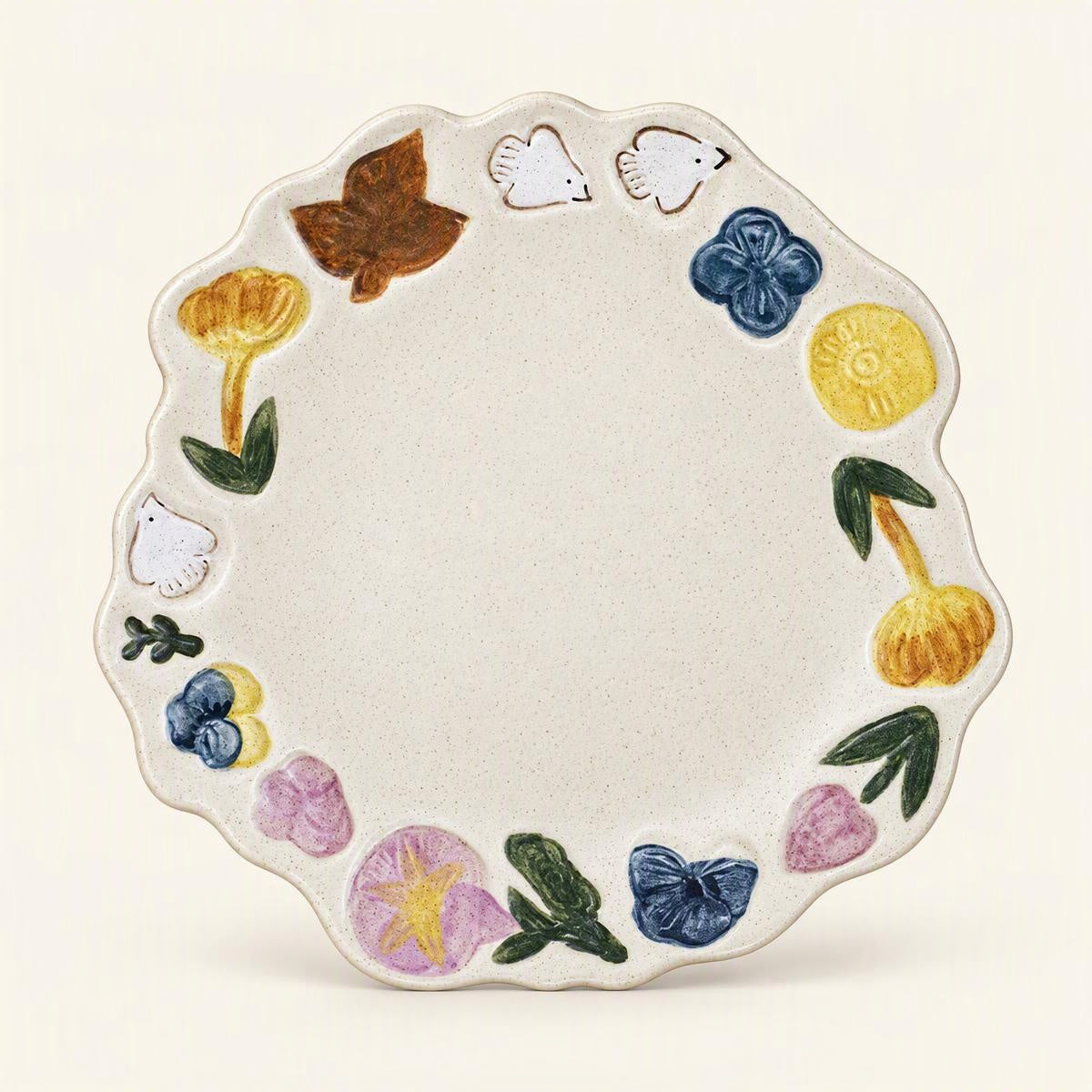Meadow Bird Sculpted Ceramic Plates