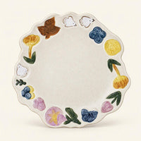 Meadow Bird Sculpted Ceramic Plates