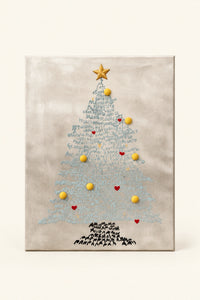 Written Wishes Gold Turquoise Christmas Tree Canvas Wall Art