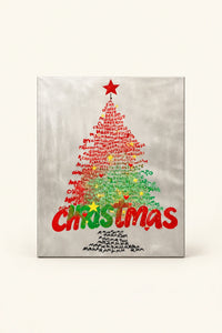 Written Wishes Red Christmas Tree Canvas Wall Art