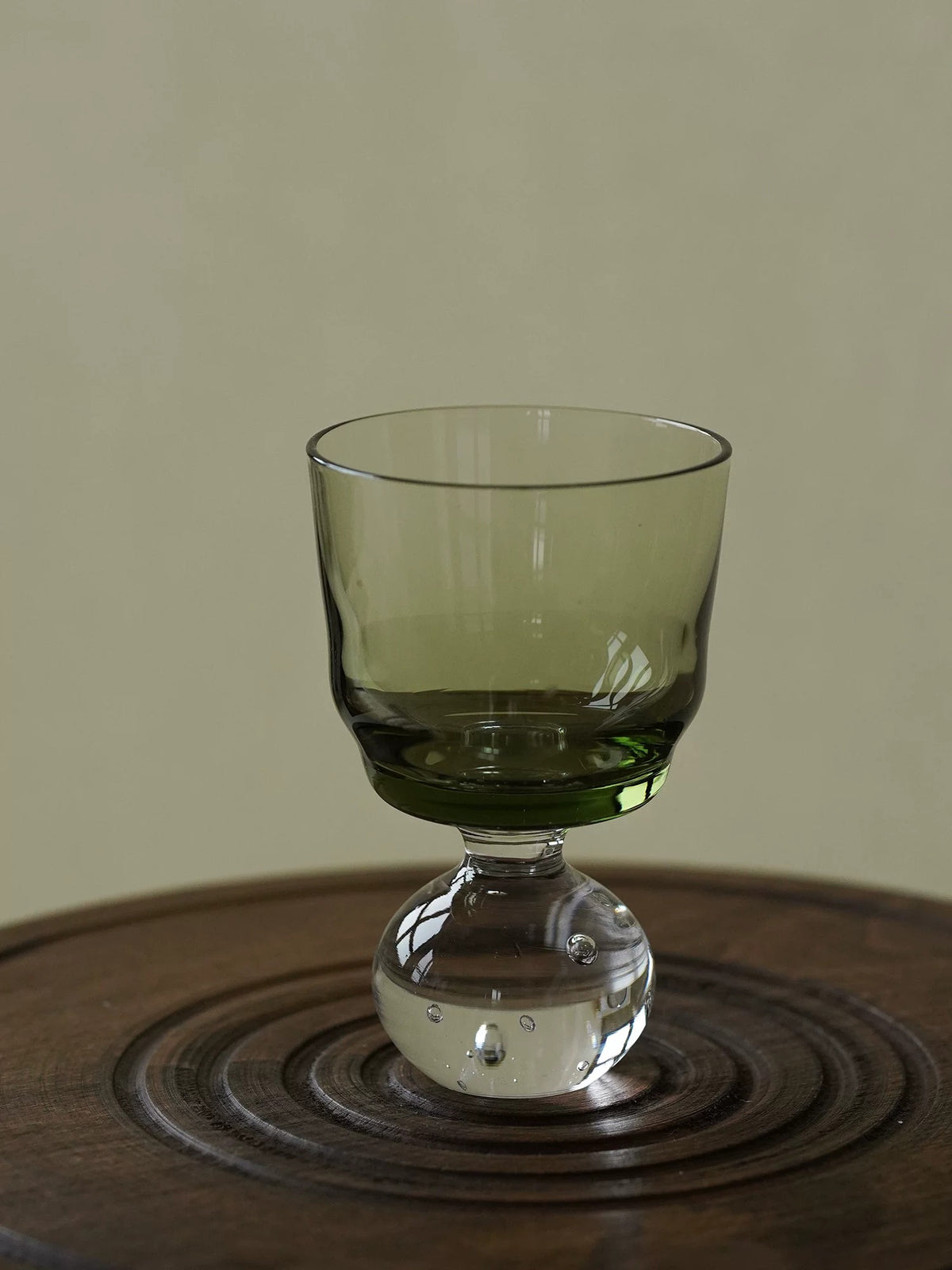 Floating Bubble Smoke Green Glass Goblet