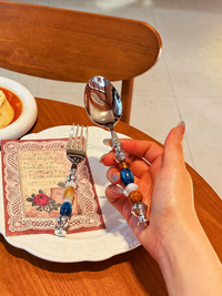Multicolor bead cutlery set by TRLab Shop, featuring stylish and vibrant table confetti-themed utensils for festive dining.